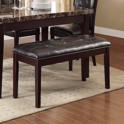 Espresso Finish 1pc Dining Bench Faux Leather