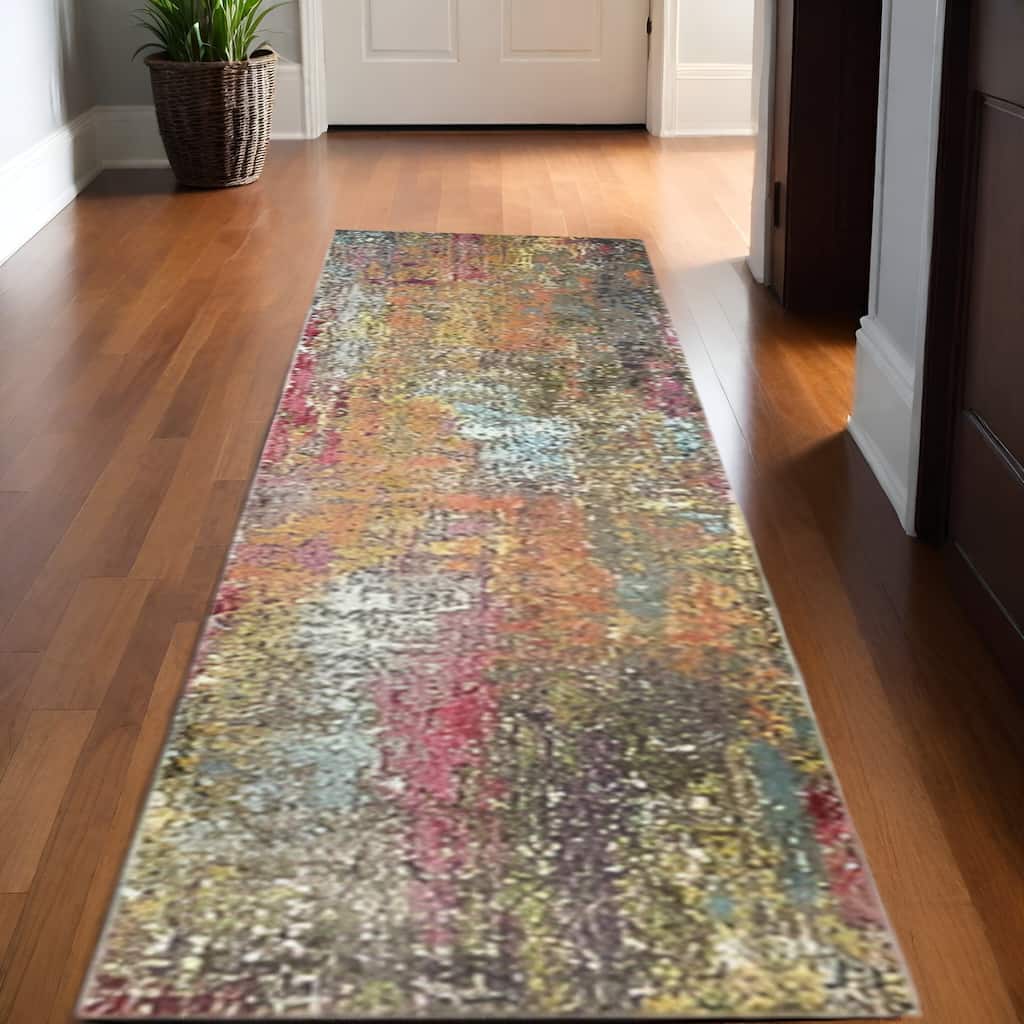 Power Loomed Abstract Modern Non Skid Stain Resistant Area Rug - 120' X '26' X '0.5