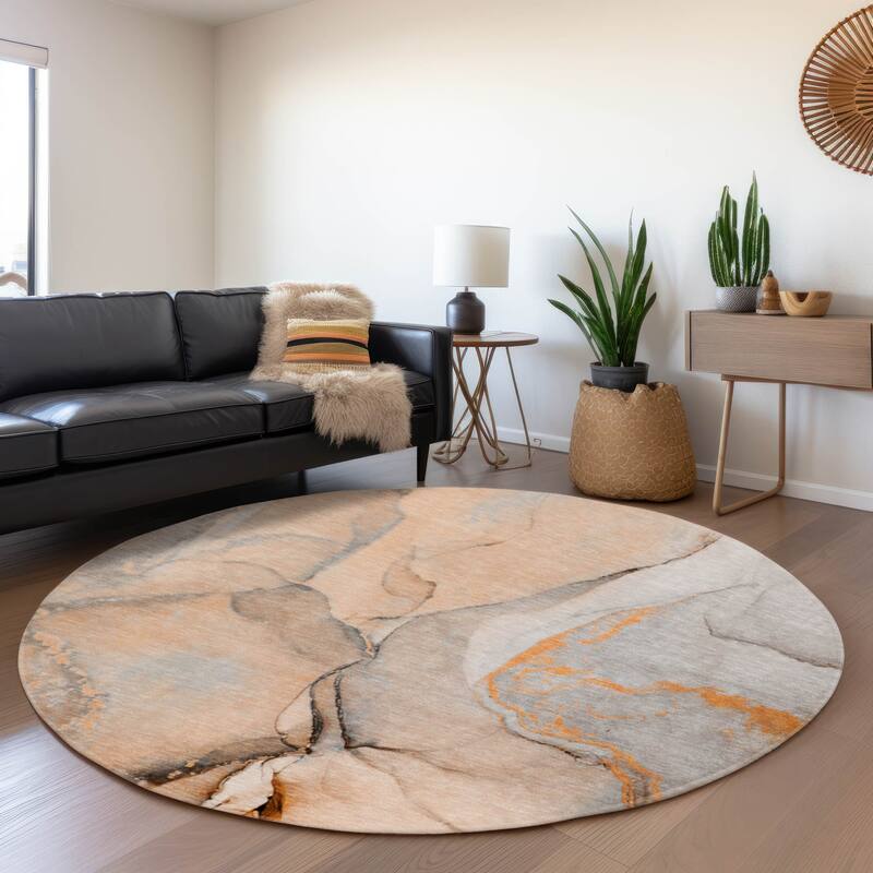 Premium Washable Super Soft Mayfield Rug - Orange - 8' x 8' - Round
