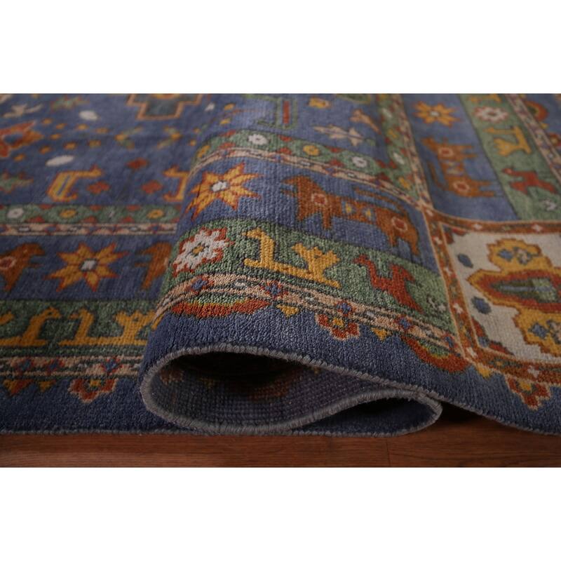 Tribal Geometric Shiraz Oriental Area Rug Hand-Knotted Wool Carpet - 8'11"x 11'6"