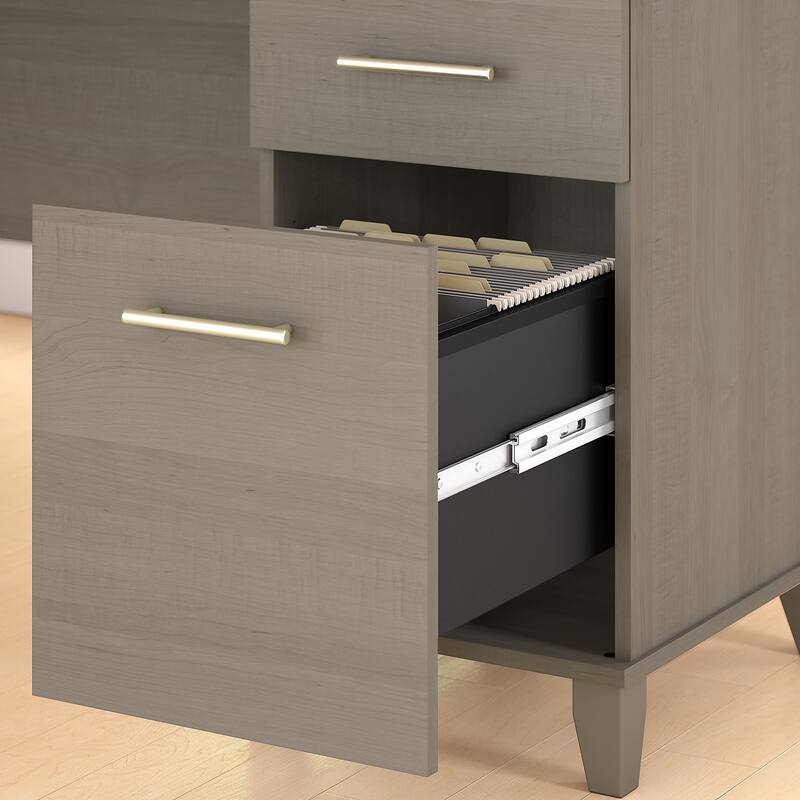 Somerset 60W Office Desk with Cabinet and 5 Shelf Bookcase