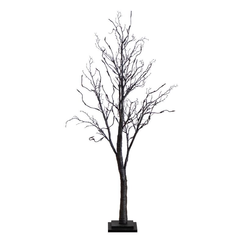 Pre-Lit Black Twig Halloween Artificial Tree - 4' - Orange and Purple LED Lights