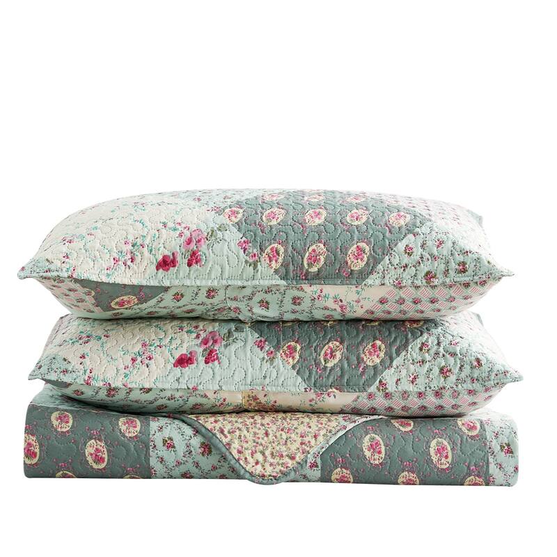 3-piece Striped Quilt Set Reversible Coverlets Bedding Set