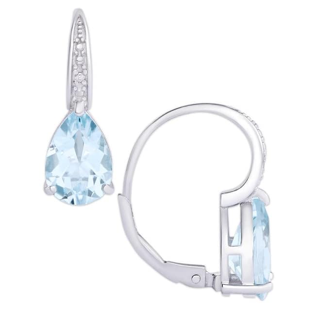 Victoria Townsend .925 Sterling Silver Blue Topaz Pear Leverback Earrings.
