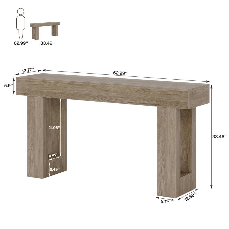 63-inch Wood Narrow Console Sofa Hallway Accent Table for Entryway