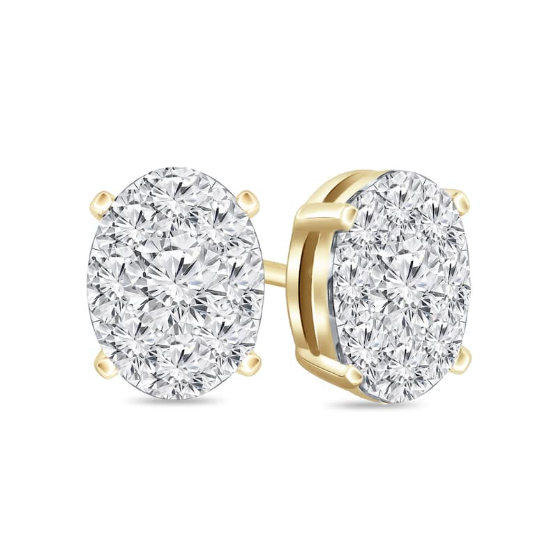 Auriya 14k Gold 5/8ctw Oval Pave Diamond Stud Earrings (H-I, I1-I2)
