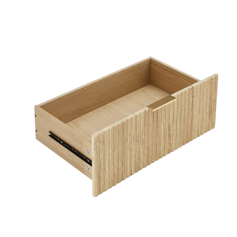 6 Drawers Dresser, 55" Wide Chest of Drawers, Curved Wave Design TV Stand for Bedroom Living Room Hallway