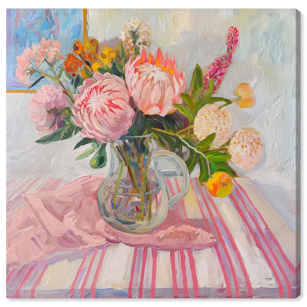 Pink Protea Pitcher Canvas by Art Remedy, Gallery Wrapped