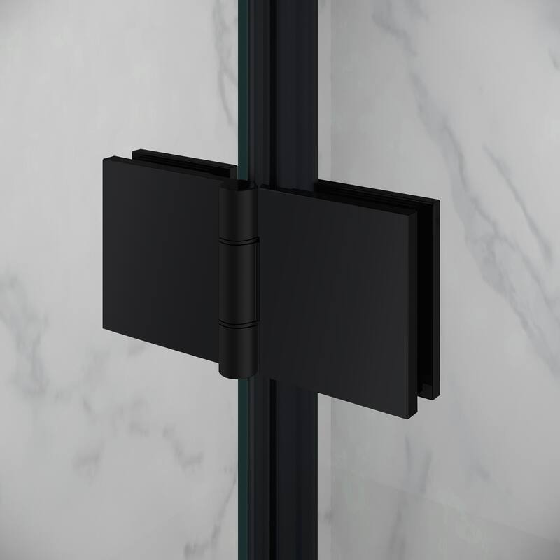 Elegant Bi-Fold Frameless Pivot Swing Shower Door Enclosure with Clear Glass Panel and Hardware Kit Reversible Installation