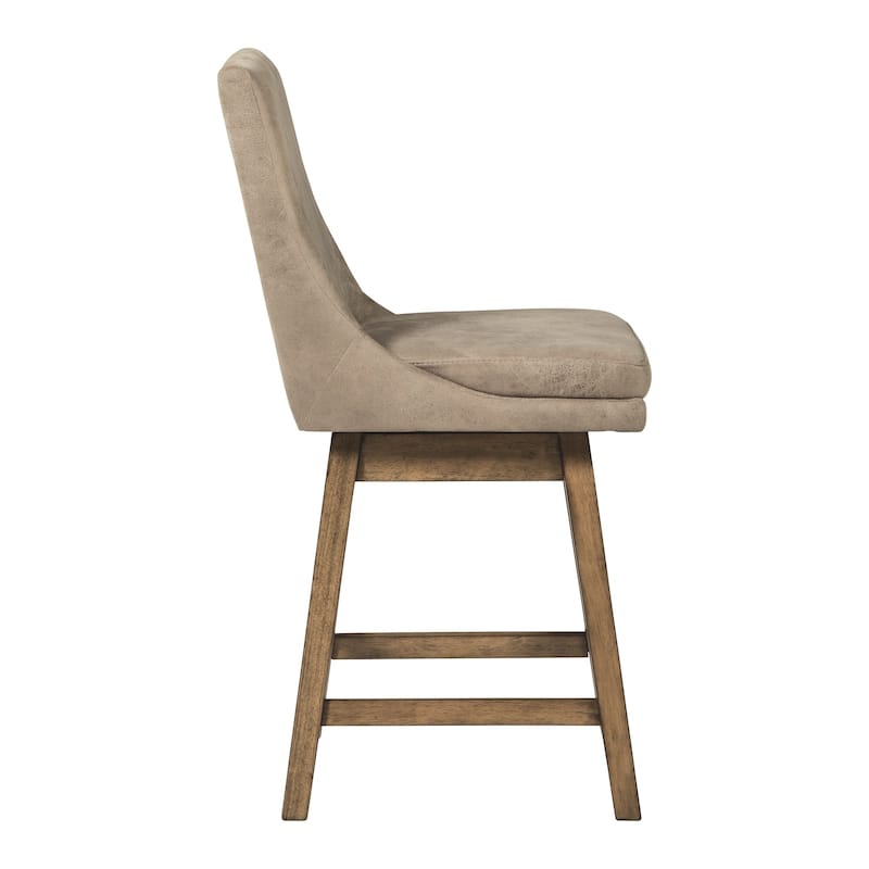 39 Inch Leatherette Padded Swivel Barstool, Set of 2, Beige