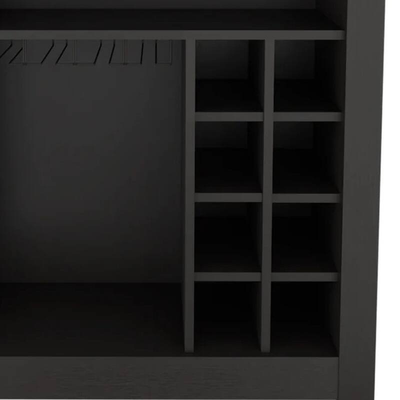HomeRoots Black Bar Cart With Wine Storage - 32.40 in. x 38.00 in. x 17.70 in.