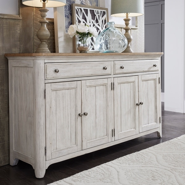 Farmhouse Reimagined Antique White and Chestnut Tops Server. Opens flyout.