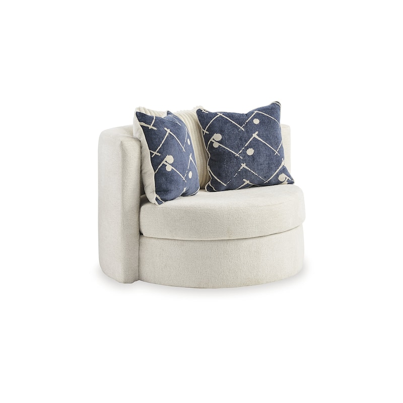 Signature Design by Ashley Padova Ivory Swivel Accent Chair - 50"W x 47"D x 32"H