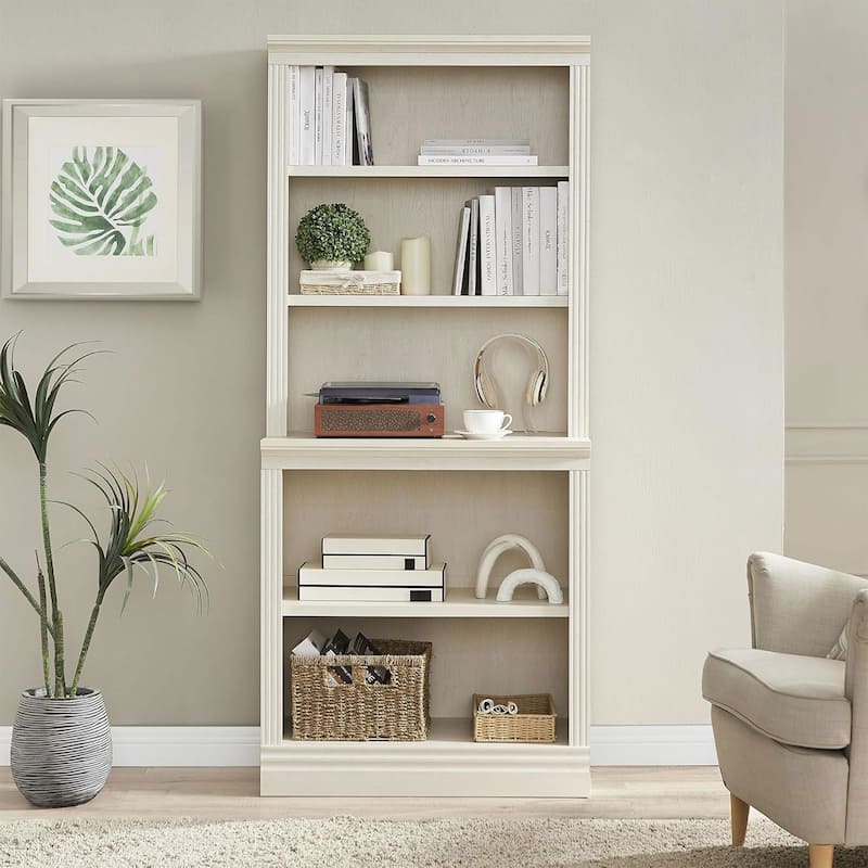 VAUXHILL & CO. Halston Multi-Depth Bookcase, Adjustable Shelving Unit, Cream - 72.75