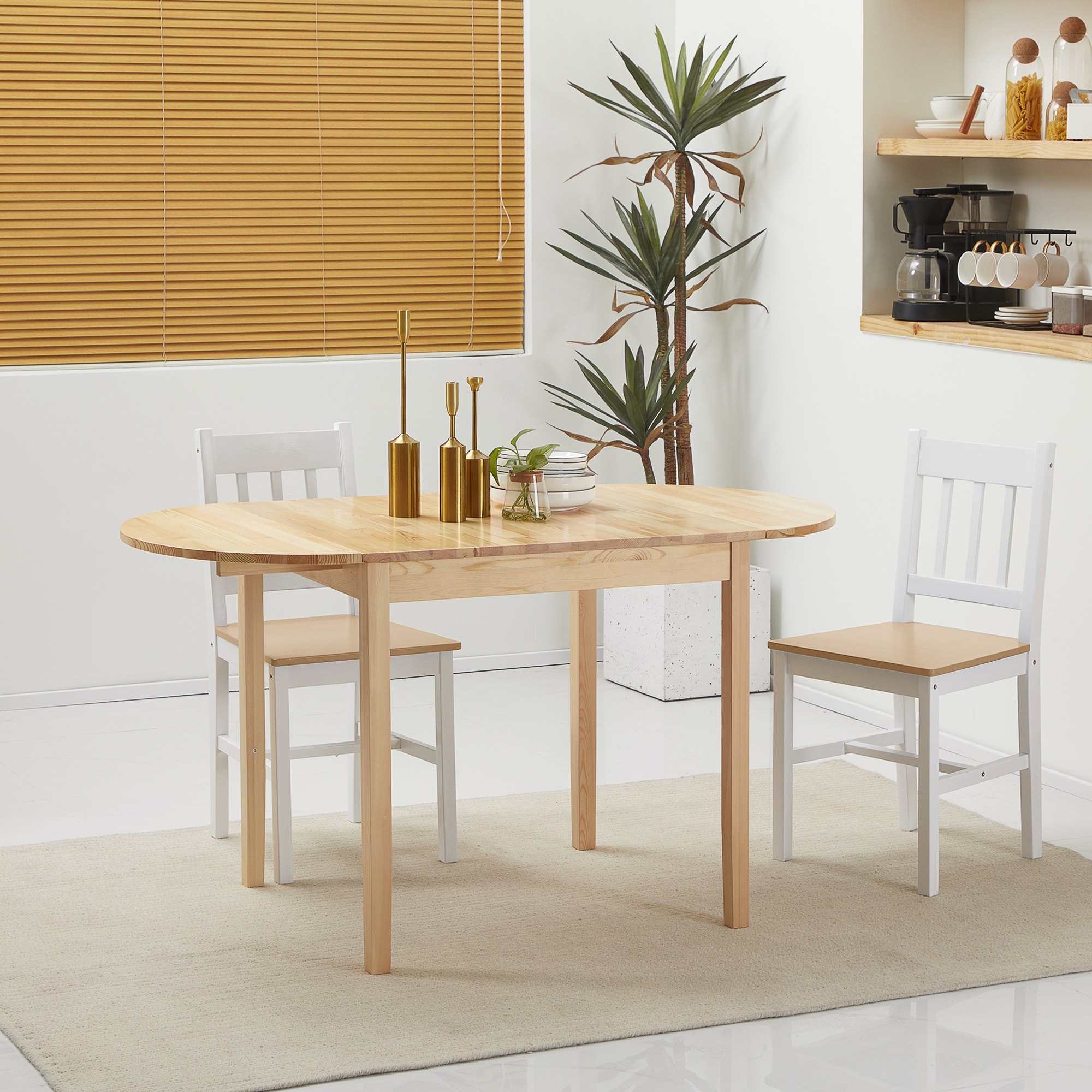HOMCOM 55" Solid Wood Kitchen Table, Drop Leaf Tables for Small Spaces, Folding Dining Table