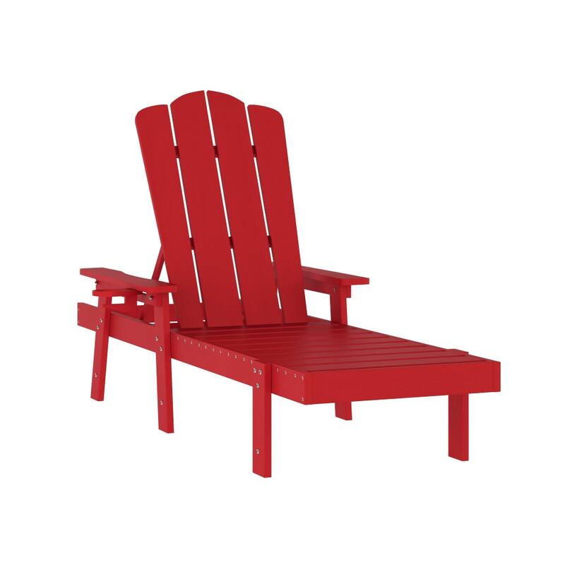 All-Weather Commercial Adjustable Lounge Chair with Fold Out Cupholder