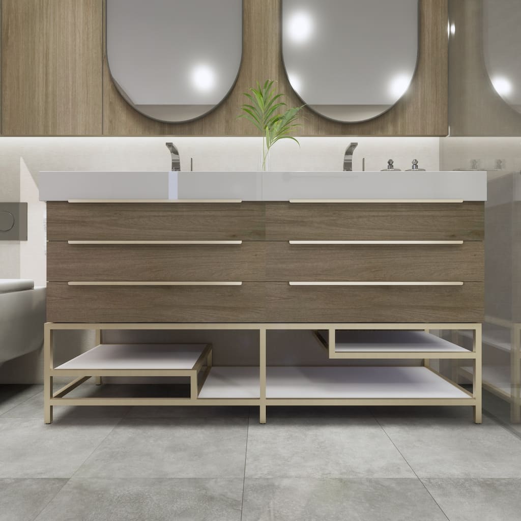 Noble 60" Free-standing Vanity with Reinforced Acrylic Double Sink