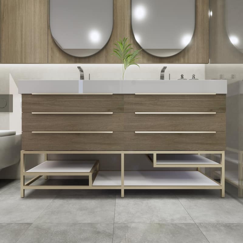 Noble 60" Free-standing Vanity with Reinforced Acrylic Double Sink