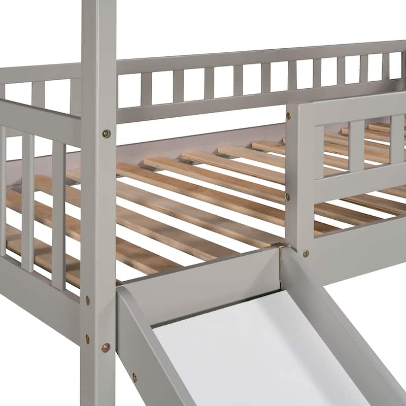 Twin Size Loft Bed with Slide, Storage Steps, and Drawers - Space-Saving Design