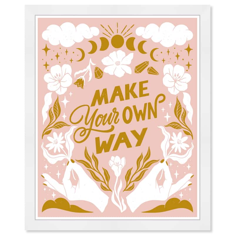 Wynwood Studio Prints Typography and Quotes MAKE YOUR OWN WAY Pink and Pastel Pink Bohemian & Eclectic Wall Art Canvas Print
