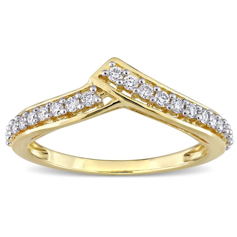 Miadora 1/3ct TDW Diamond Contour Stackable Wedding Band Ring in 10k Yellow Gold