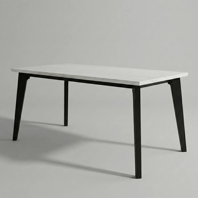 Furniture of America Fieny Modern Genuine White Marble 70-inch Dining Table