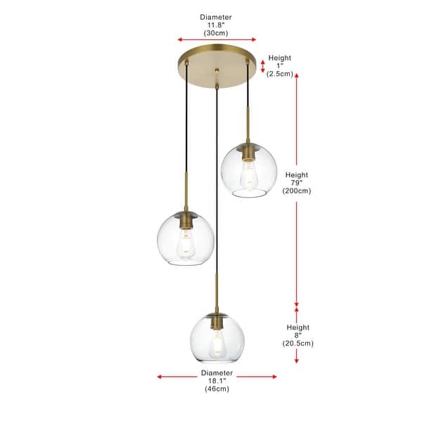 Elegant Lighting Baxter 3 Light 18" Wide Multi Light Pendant with