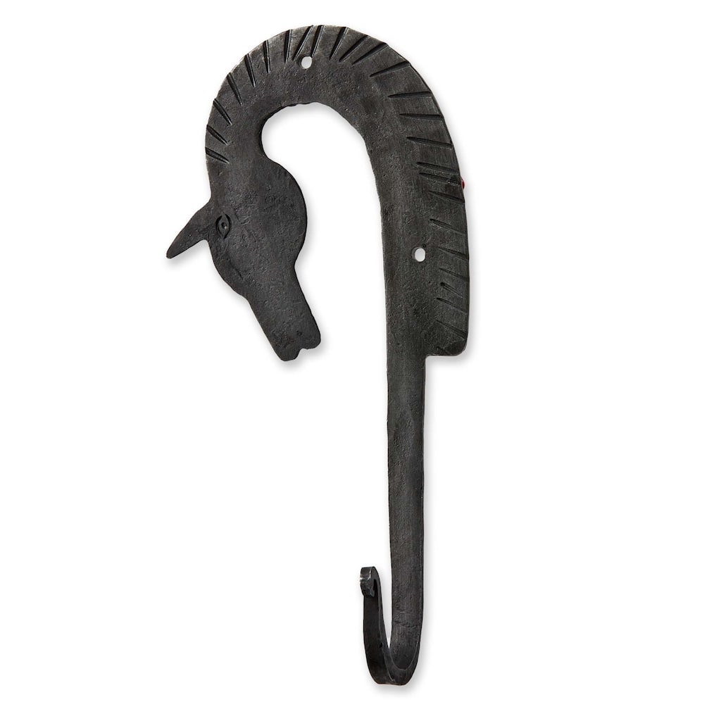 Forged Iron Horse Wall Hook Decorative Hook for Holiday and Everyday Use Black 2 in H x 8.25 in L x 4 in W