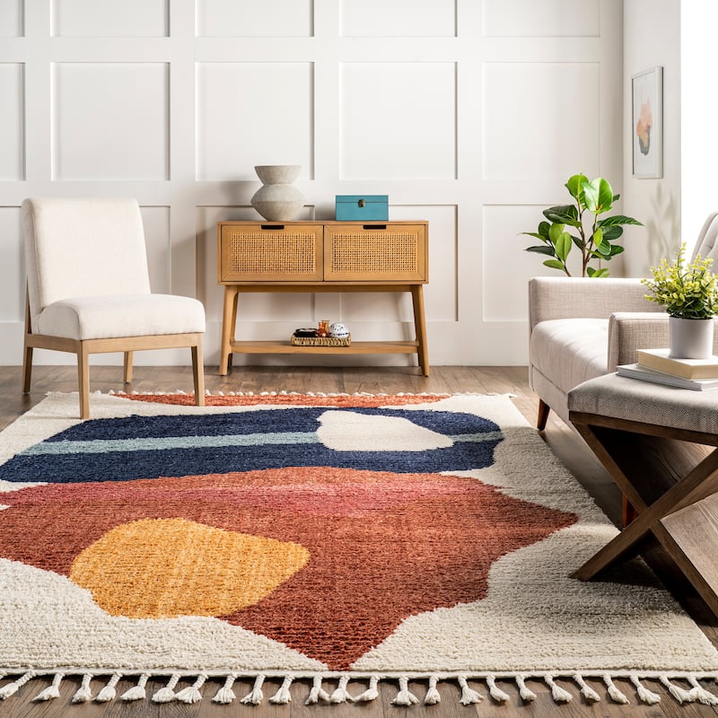 Nuloom Ashton Shaggy Contemporary Abstract Tassel Area Rug