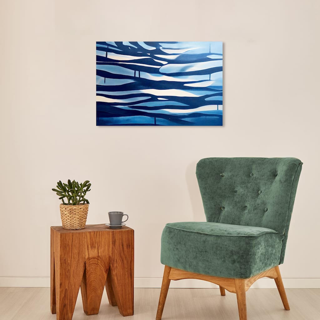 Wynwood Studio Nautical and Coastal Blue Tide Flow Blue and Modern & Contemporary Wall Art Canvas Print