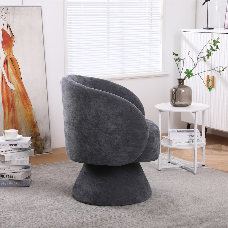 Round Fabric Swivel Accent Chair