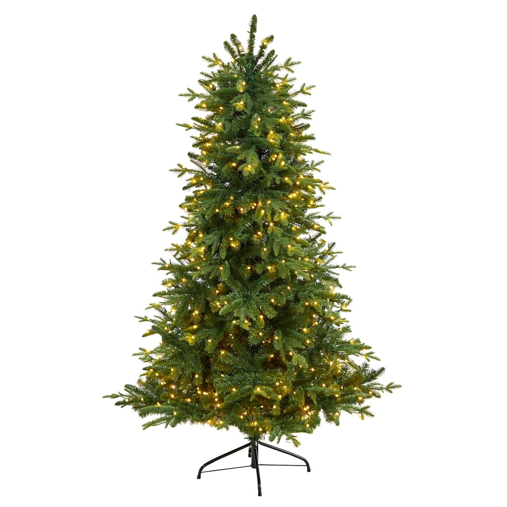 6' Pre-Lit Montreal Spruce Artificial Christmas Tree, Warm White LED Lights - 6 Foot