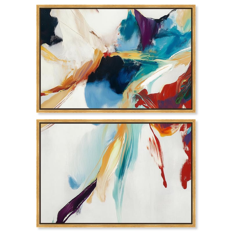 Vibrant Palette II Canvas Set of 2 by Art Remedy - 24" x 16" - Gold