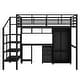 preview thumbnail 7 of 9, Metal Full Size Loft Bed with Built-in Desk, Storage Bedframe w/ Staircase and Wardrobe for Small Space Kids Loft Bed Frame