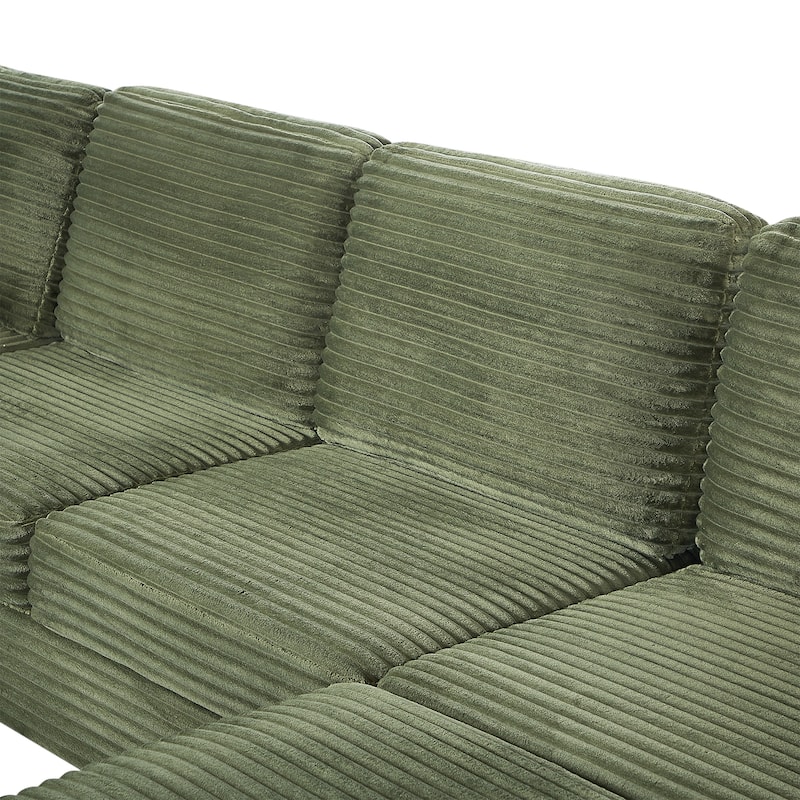 Sectional Sofa U-shaped Sectional 125.2" Upholstered L-shaped Sofa with a Movable Ottoman and Side Storage Pockets