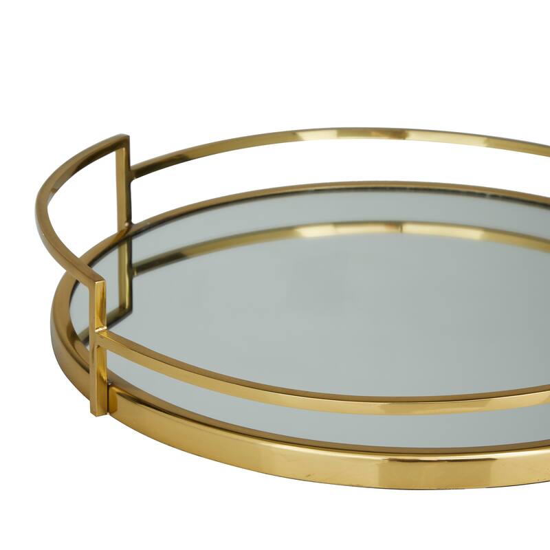 Stainless Steel Metal Mirrored Tray (Set of 2) - Silver or Gold