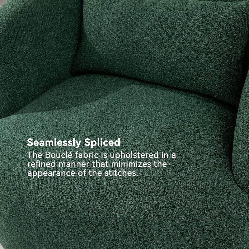 KINWELL 34" Sherpa Swivel Accent Chair Boucle Upholstered Armchair