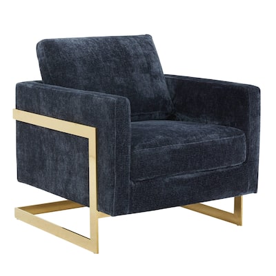Lincoln Modern Boucle Arm Chair with Gold Stainless Steel Frame Upholstered Single Seater Sofa - 34.25" H x 31.5" W x 33.85" D