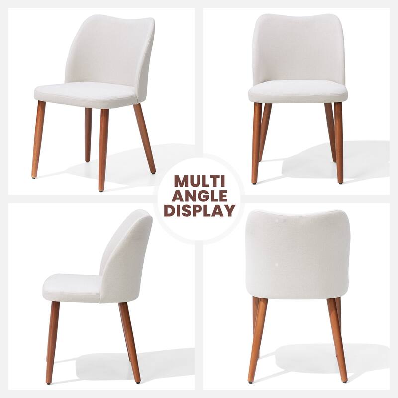 Modern Upholstered Dining Chairs with Padded Seat and Wood Legs