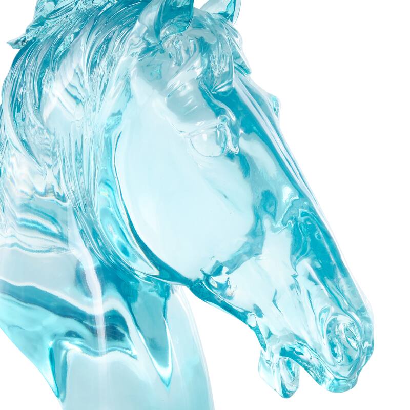 Green, Light Blue or Pink Resin Tinted Horse Decorative Sculpture