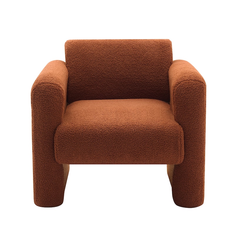 Lambskin Sherpa Fabric Upholstered Comfy Reading Arm Chair