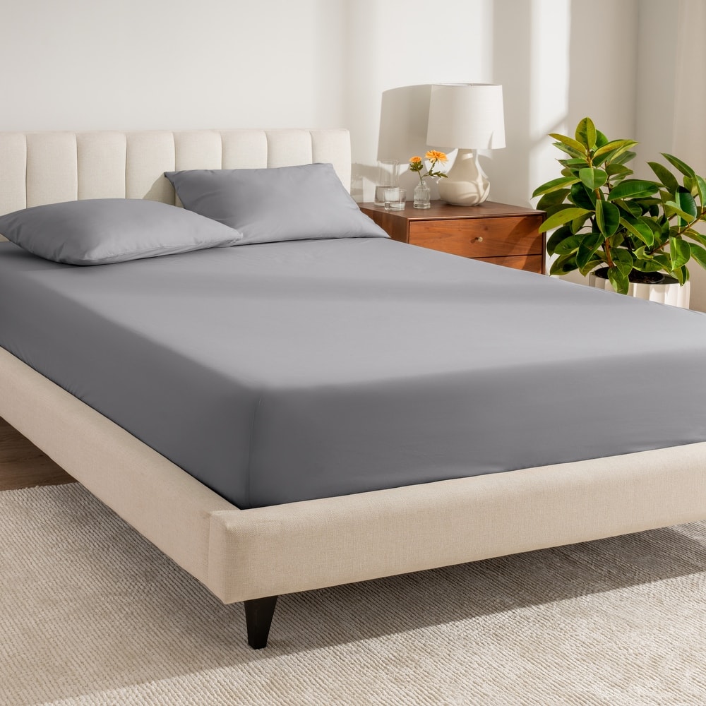 Bare Home Organic Cotton Percale Fitted Bottom Sheet