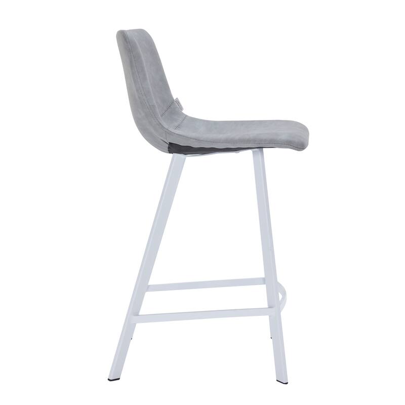 35-Inch Leather Counter Stool Padded Seat Stainless Steel Base and Footrest