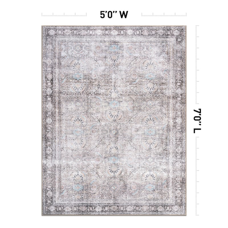 World Rug Gallery Vintage Inspired Machine Washable Non Slip Area Rug