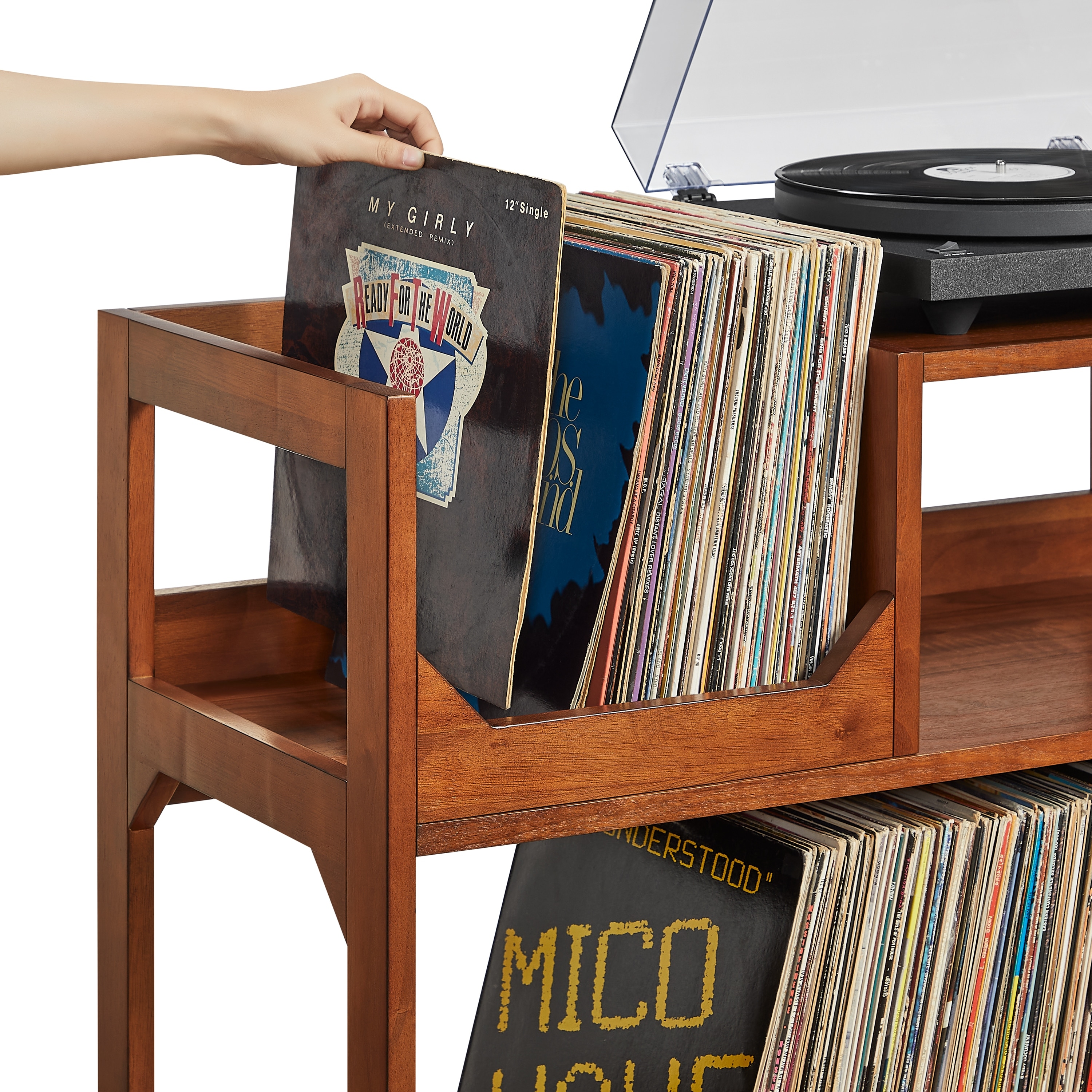 Crosley Asheville Medium Record Player Stand With Vinyl Storage