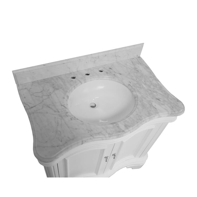 KitchenBathCollection Katherine 36" Bathroom Vanity with Carrara Marble Top