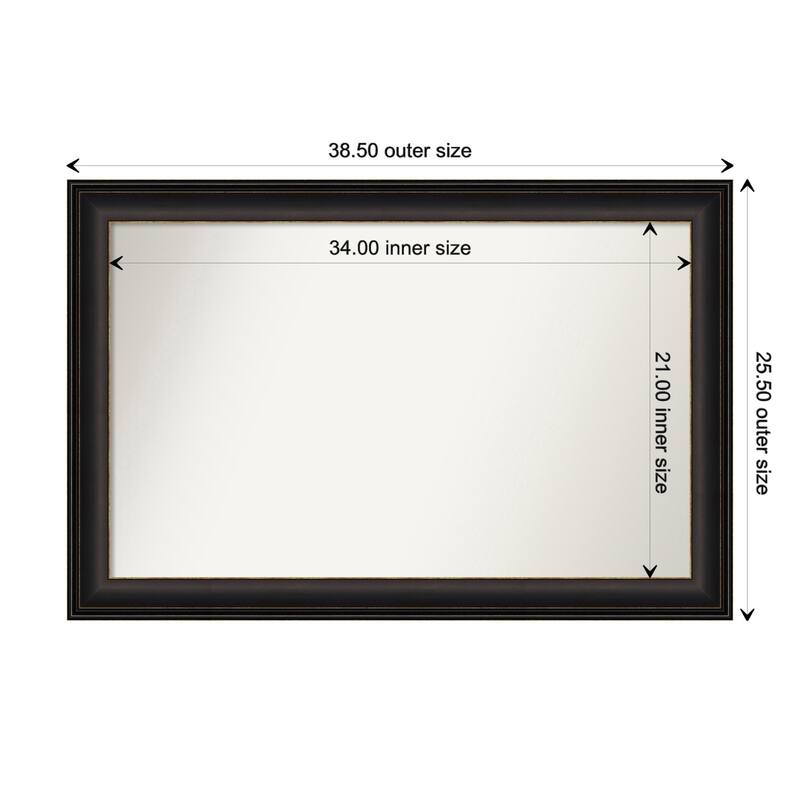 Trio Oil Rubbed Bronze Framed Non-Beveled Custom Wall Mirror, Bathroom Vanity Mirror - Outer Size: 38.5 x 25.5