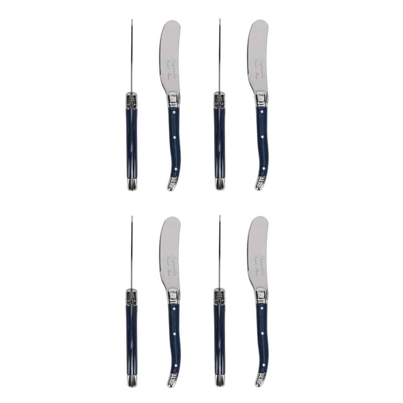 French Home Laguiole Set of 8 Spreaders with Navy Handles