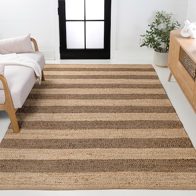 JONATHAN Y Jayden Rustic Farmhouse Woven Jute Stripe Area Rug