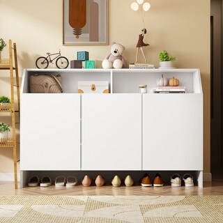 Entryway Shoe Cabinet in White - Functional Design with Quiet-Close ...